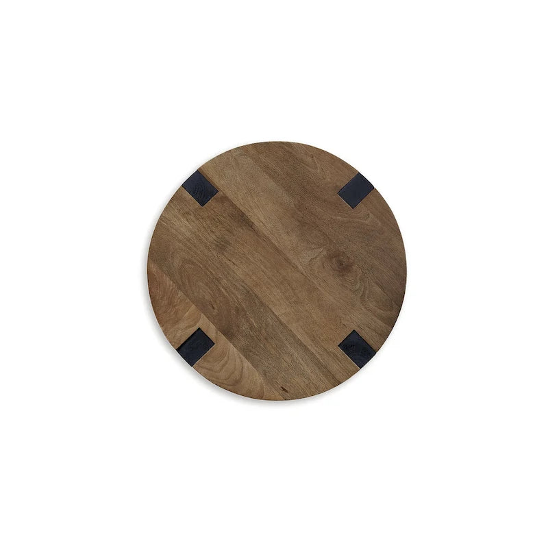 Brown/Black Mango Wood End Table - 22W x 22D x 24H