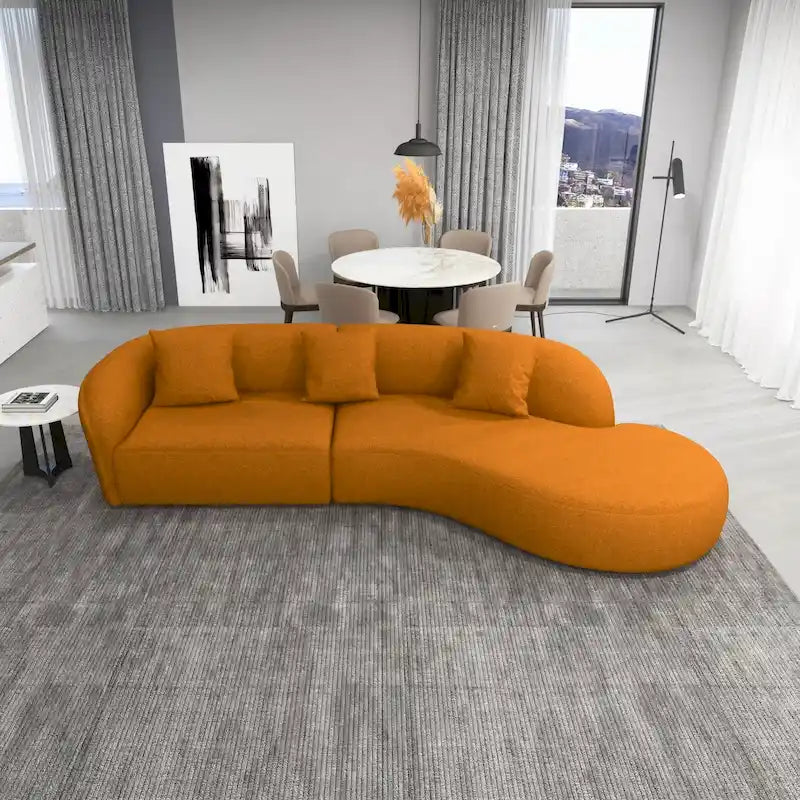 Japandi Style Luxury Modern French Boucle Curved Sofa