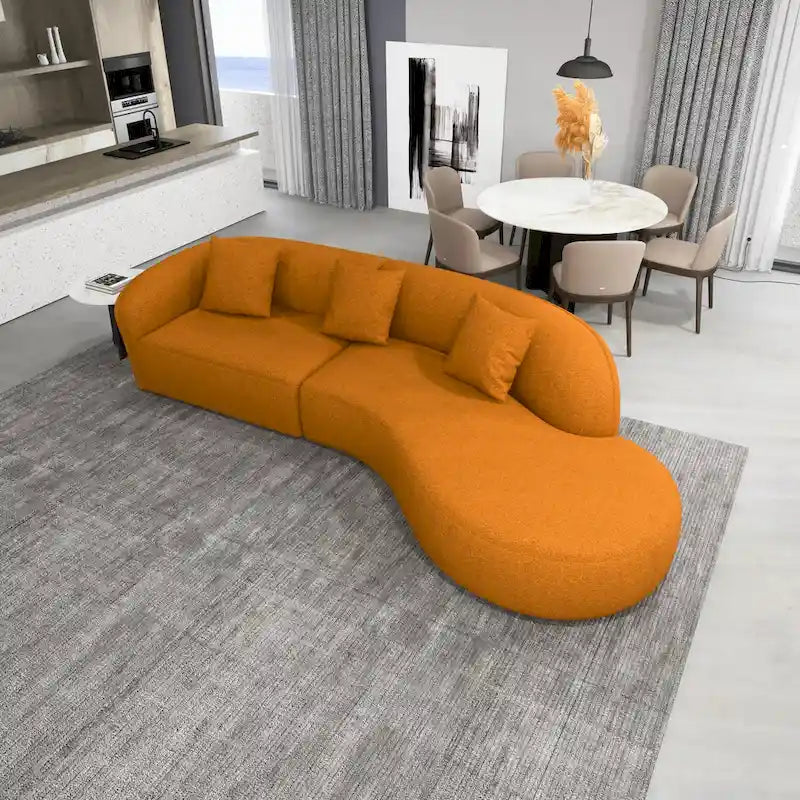 Japandi Style Luxury Modern French Boucle Curved Sofa