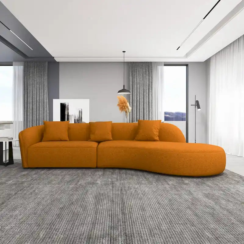 Japandi Style Luxury Modern French Boucle Curved Sofa