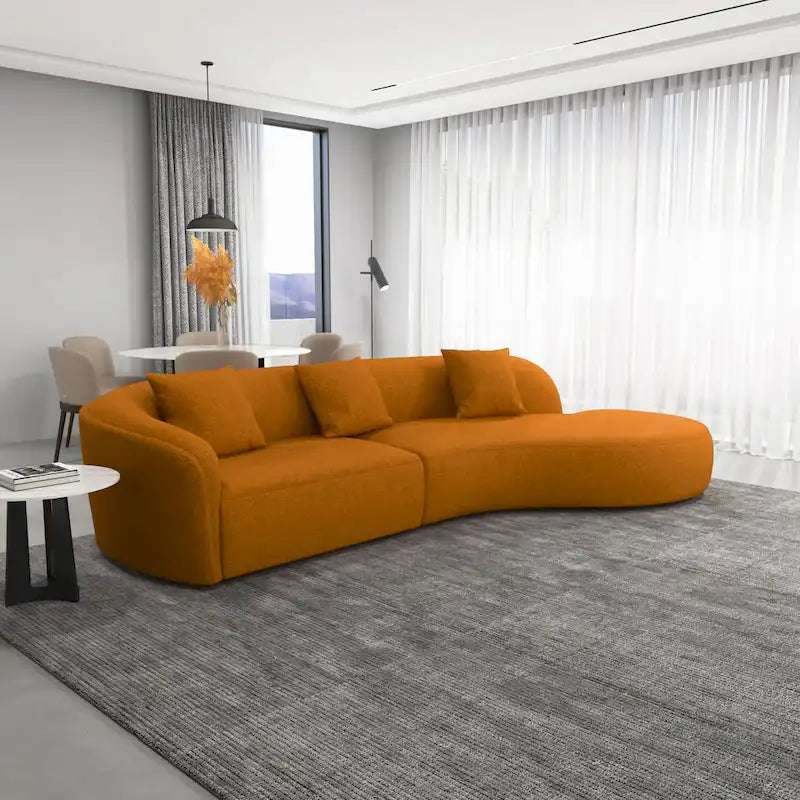 Japandi Style Luxury Modern French Boucle Curved Sofa