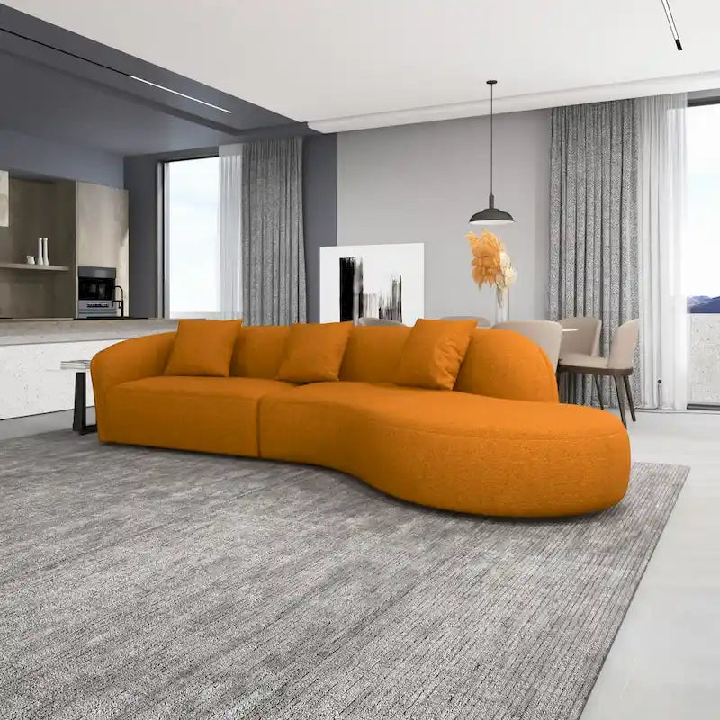 Japandi Style Luxury Modern French Boucle Curved Sofa