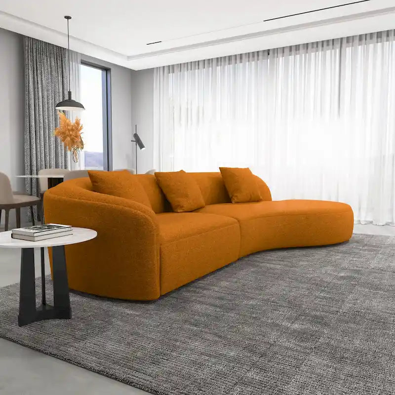Japandi Style Luxury Modern French Boucle Curved Sofa