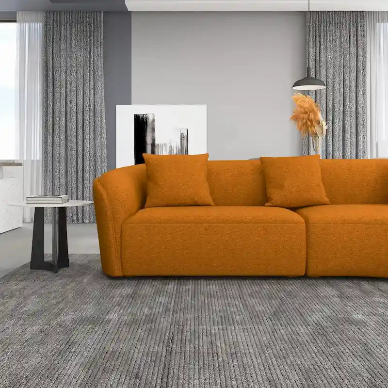 Japandi Style Luxury Modern French Boucle Curved Sofa