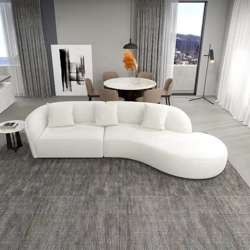 Japandi Style Luxury Modern French Boucle Curved Sofa