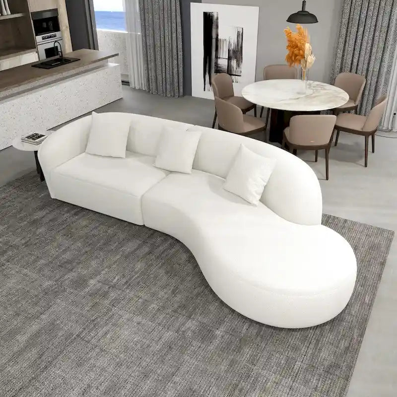Japandi Style Luxury Modern French Boucle Curved Sofa