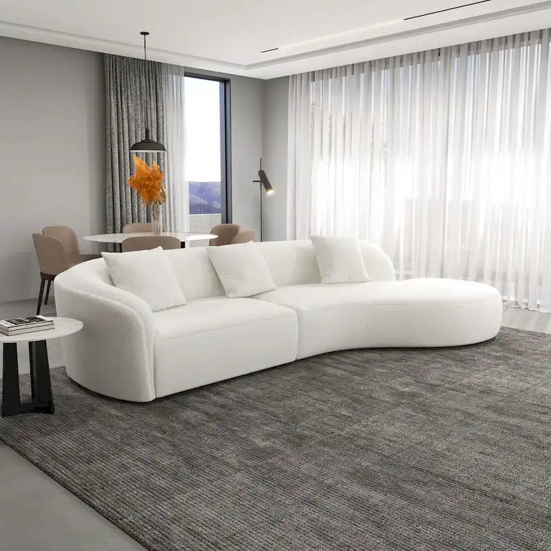Japandi Style Luxury Modern French Boucle Curved Sofa