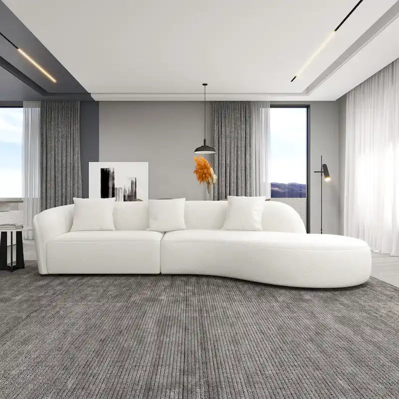 Japandi Style Luxury Modern French Boucle Curved Sofa