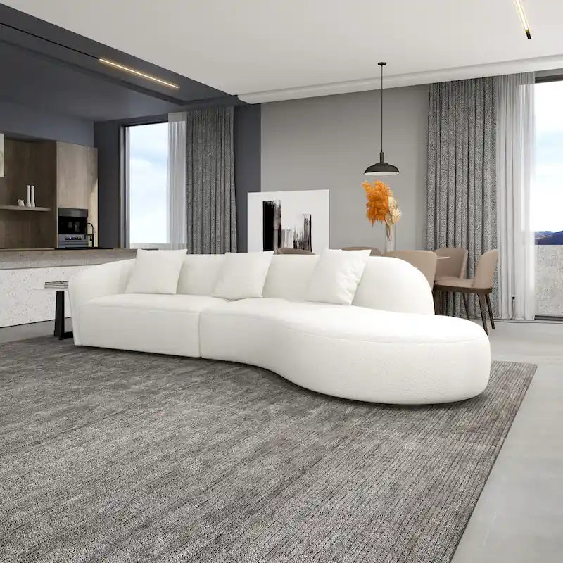 Japandi Style Luxury Modern French Boucle Curved Sofa