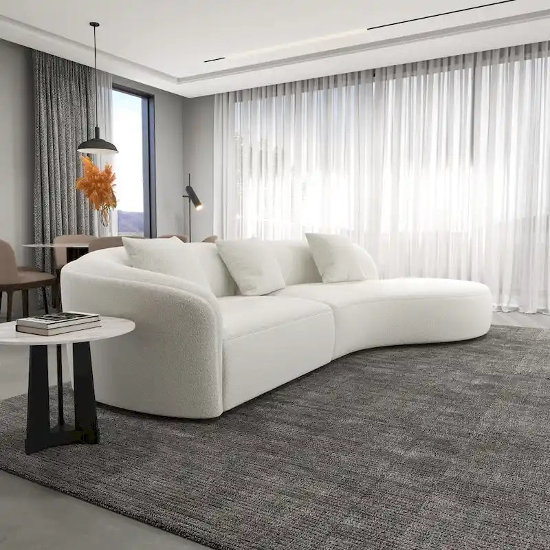Japandi Style Luxury Modern French Boucle Curved Sofa