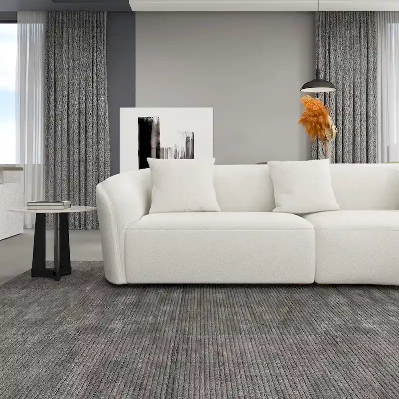 Japandi Style Luxury Modern French Boucle Curved Sofa