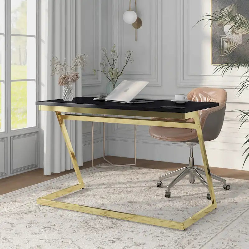 Glam 47-inch Steel Computer Desk with USB Ports