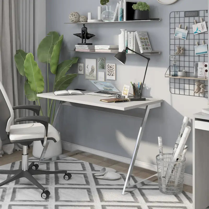 Glam 47-inch Steel Computer Desk with USB Ports
