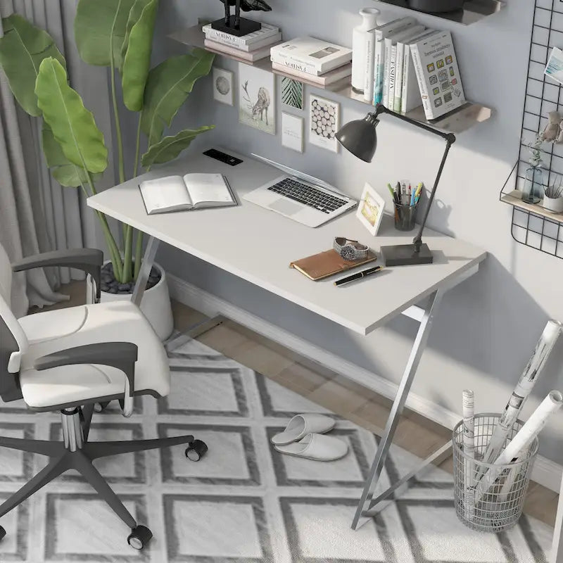Glam 47-inch Steel Computer Desk with USB Ports
