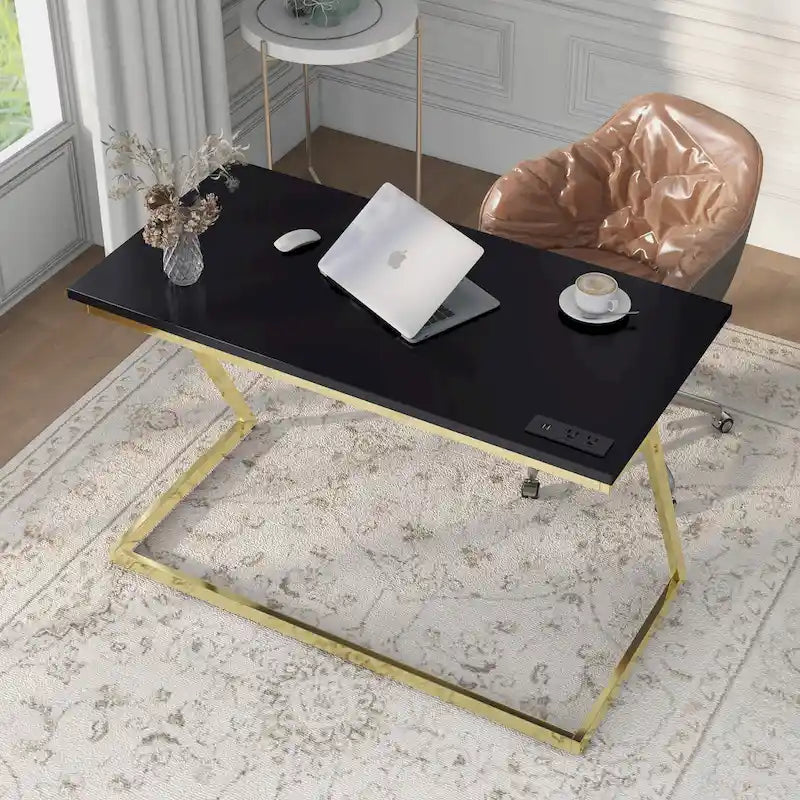 Glam 47-inch Steel Computer Desk with USB Ports