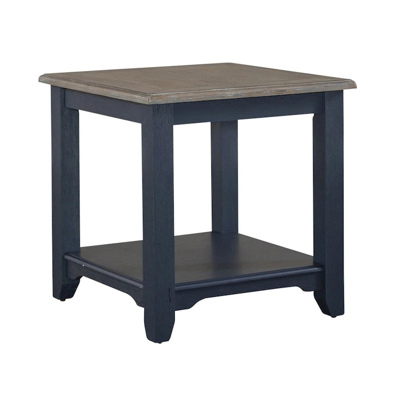 Wire Brushed Gray End Table - Navy