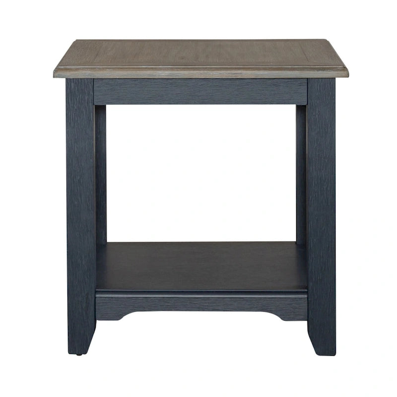 Wire Brushed Gray End Table - Navy