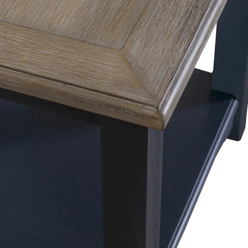 Wire Brushed Gray End Table - Navy