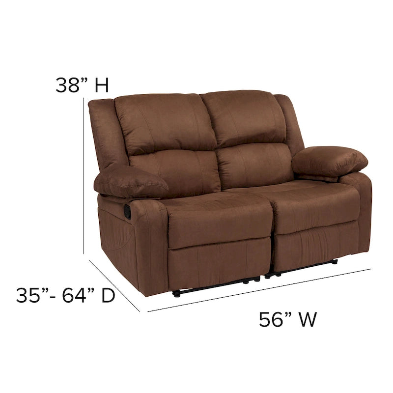 Contemporary Upholstered Recliner Loveseat with Headrests and Armrests