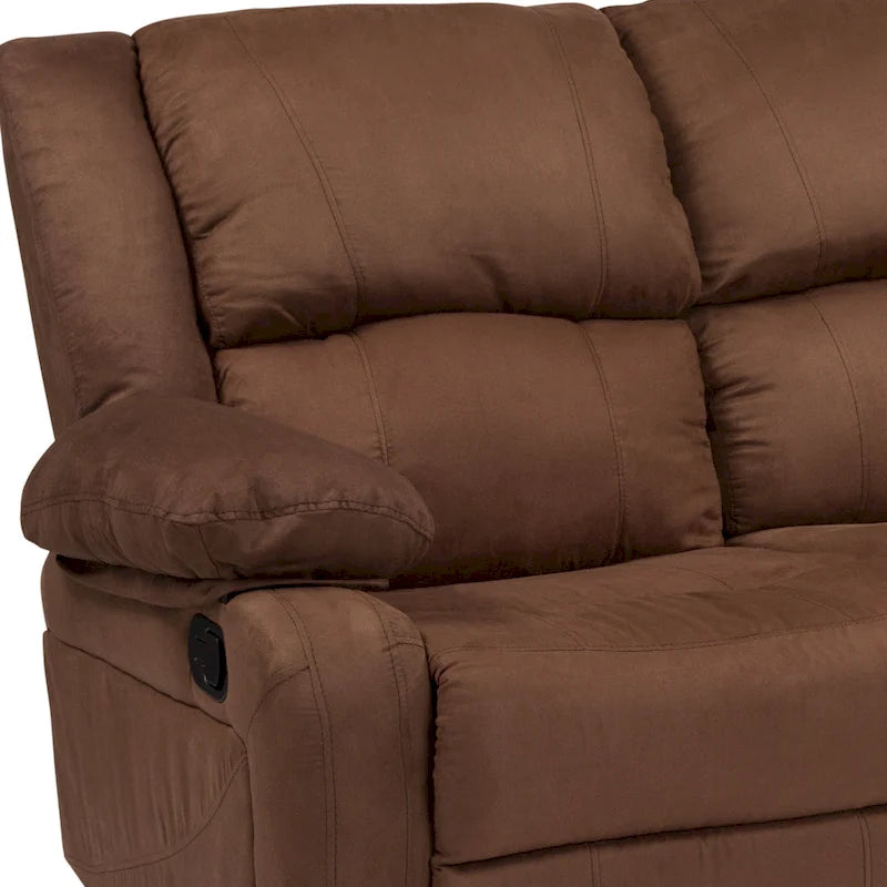 Contemporary Upholstered Recliner Loveseat with Headrests and Armrests