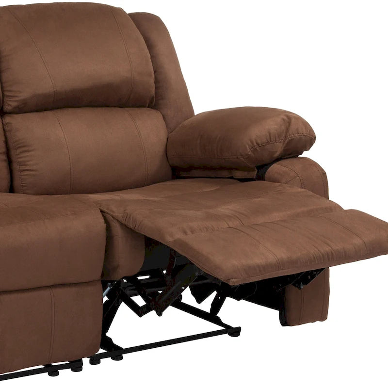 Contemporary Upholstered Recliner Loveseat with Headrests and Armrests