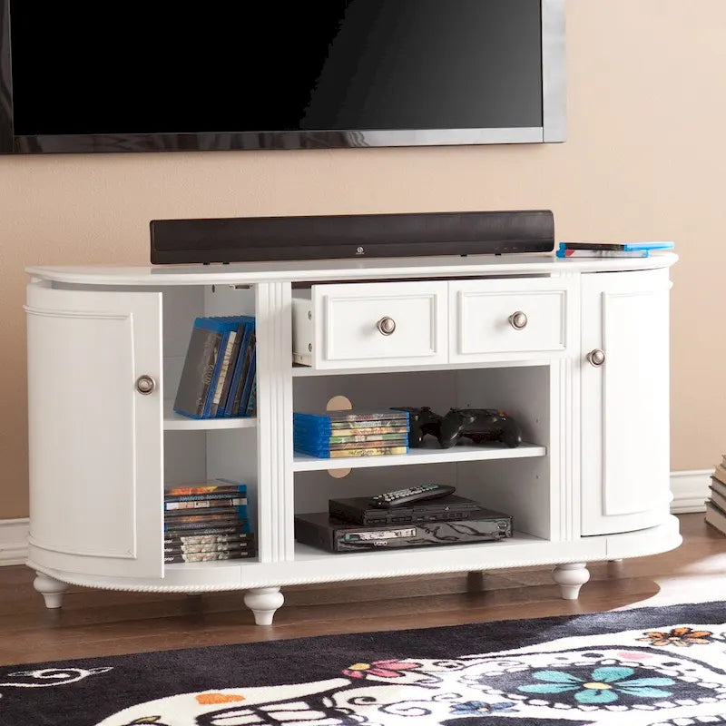 Modern Farmhouse White Media TV Stand for TVs up to 46"