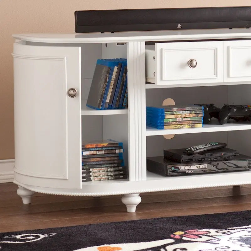 Modern Farmhouse White Media TV Stand for TVs up to 46"