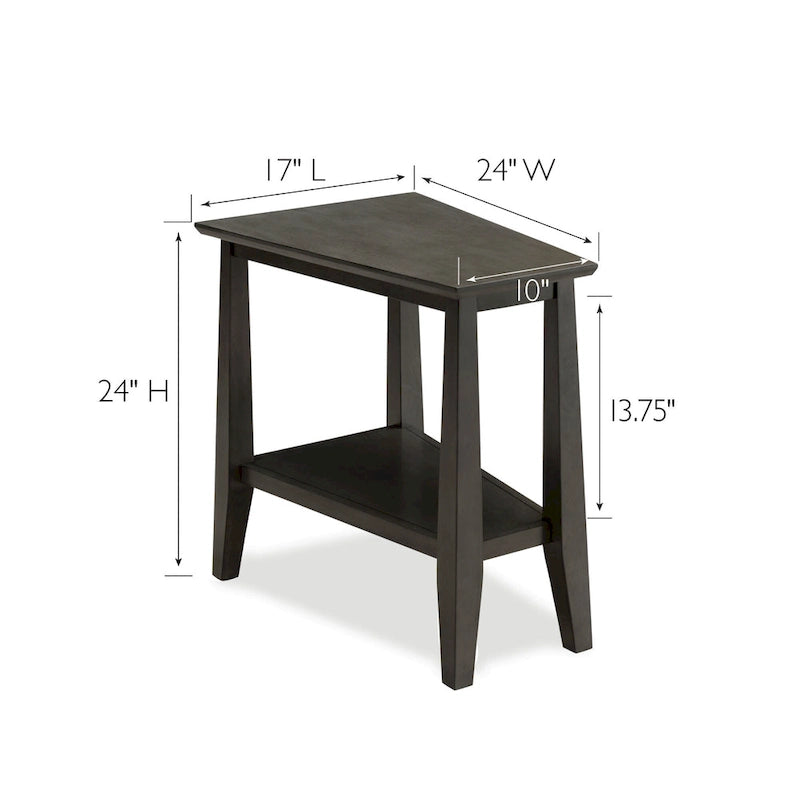 Smoke Gray Solid Wood Recliner Wedge Table
