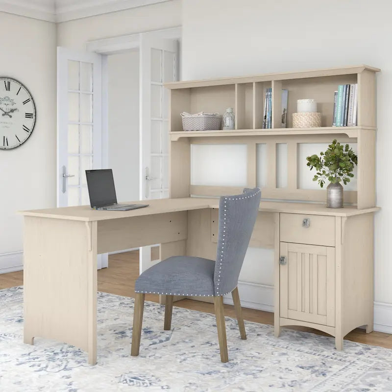 Bush Furniture Salinas 60W L Shaped Desk with Storage Hutch