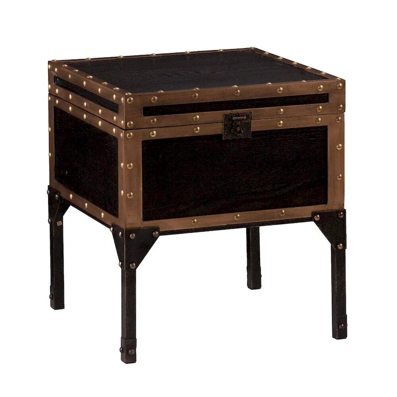Antique Trunk Side Table with Hidden Storage
