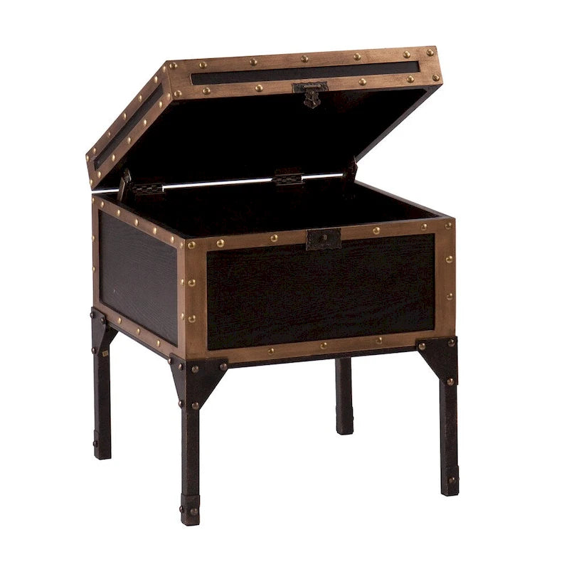 Antique Trunk Side Table with Hidden Storage