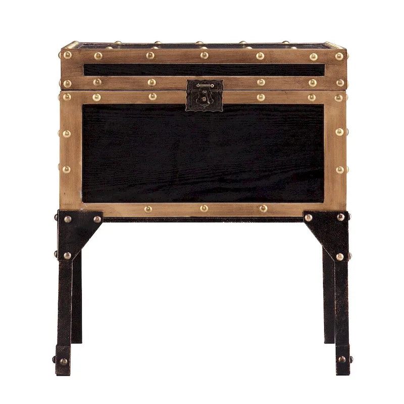 Antique Trunk Side Table with Hidden Storage