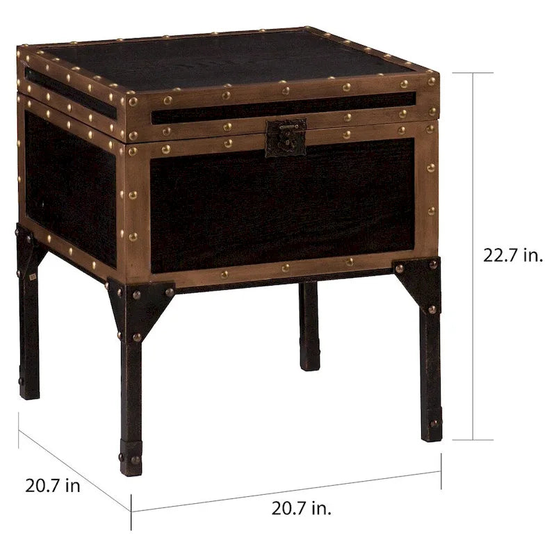 Antique Trunk Side Table with Hidden Storage