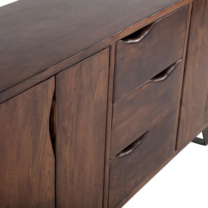 68-Inch Acacia Wood Sideboard in Walnut Finish