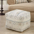 Floor Pouf With Abstract Mudcloth Design