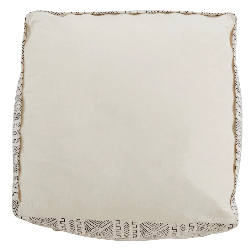 Floor Pouf With Abstract Mudcloth Design