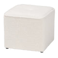 Modern Contemporary Ivory Boucle Upholstered Ottoman
