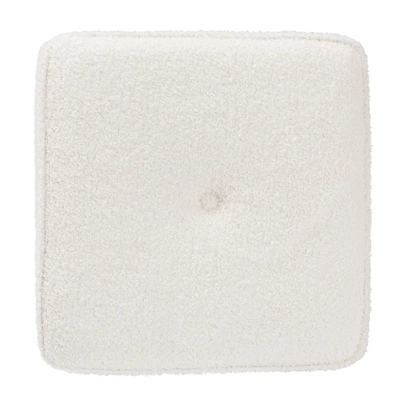 Modern Contemporary Ivory Boucle Upholstered Ottoman