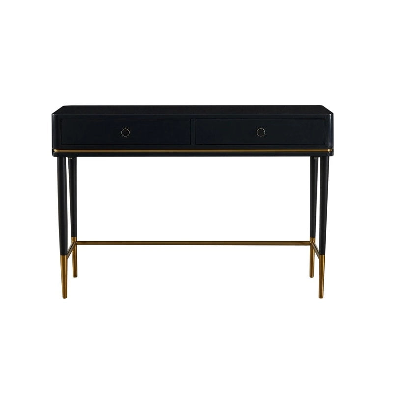 Art Deco Two Drawer Desk with Gold Inlay