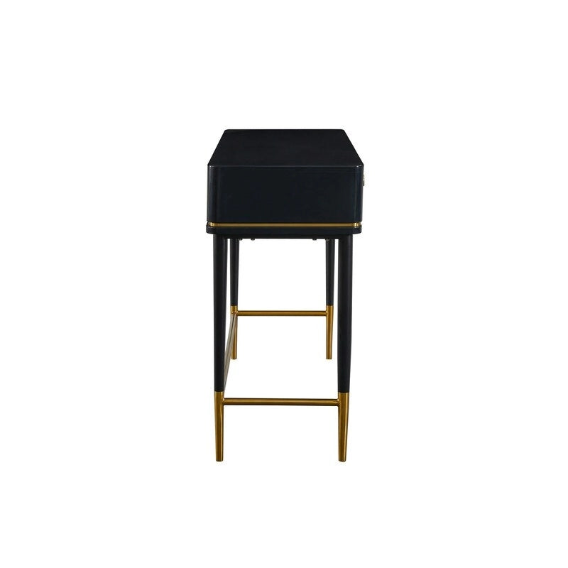 Art Deco Two Drawer Desk with Gold Inlay