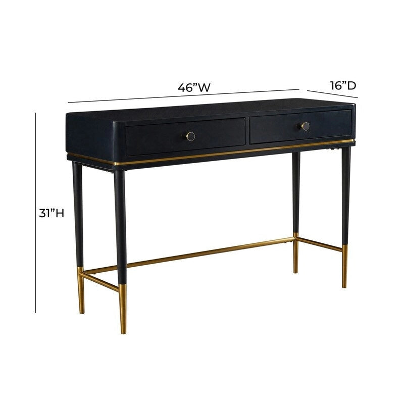 Art Deco Two Drawer Desk with Gold Inlay