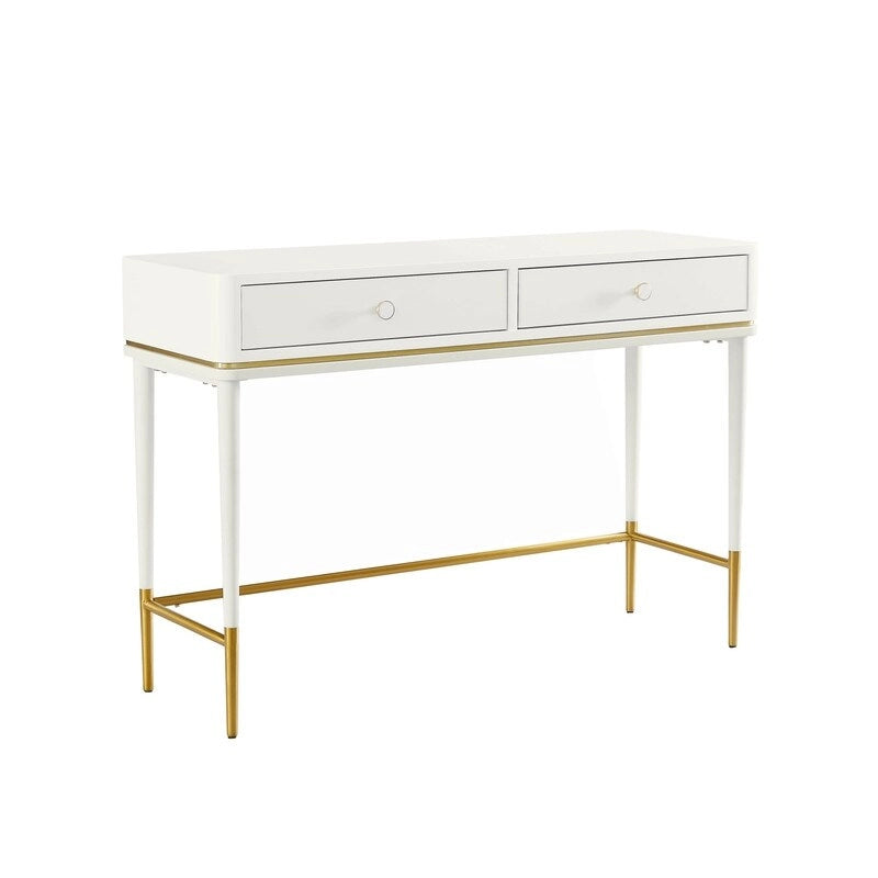 Art Deco Two Drawer Desk with Gold Inlay