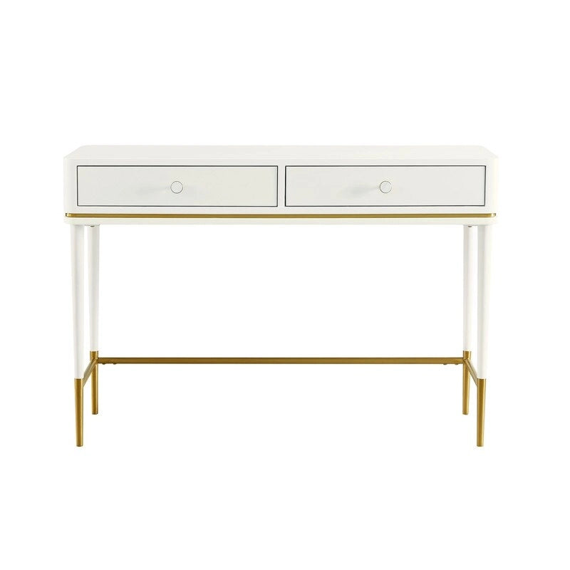 Art Deco Two Drawer Desk with Gold Inlay