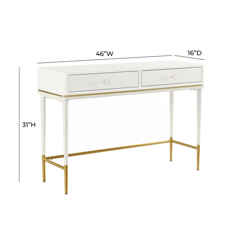Art Deco Two Drawer Desk with Gold Inlay