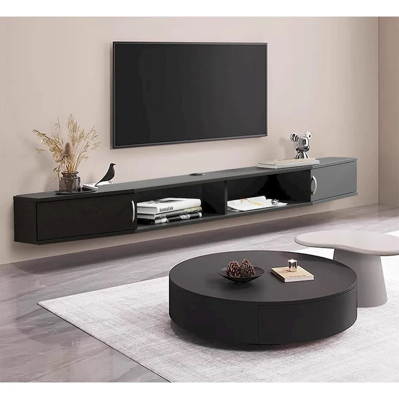 Floating Wall Mounted TV Console Storage Shelf - Walnut