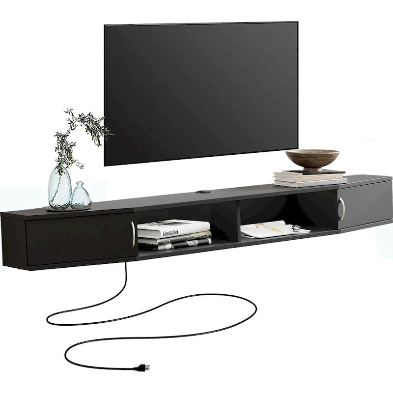 Floating Wall Mounted TV Console Storage Shelf - Walnut