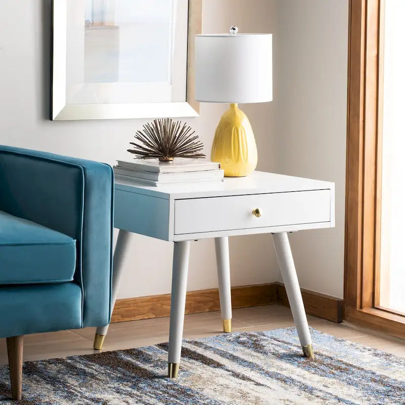 Mid-Century Gold Cap End Table - 24Wx24Dx22H