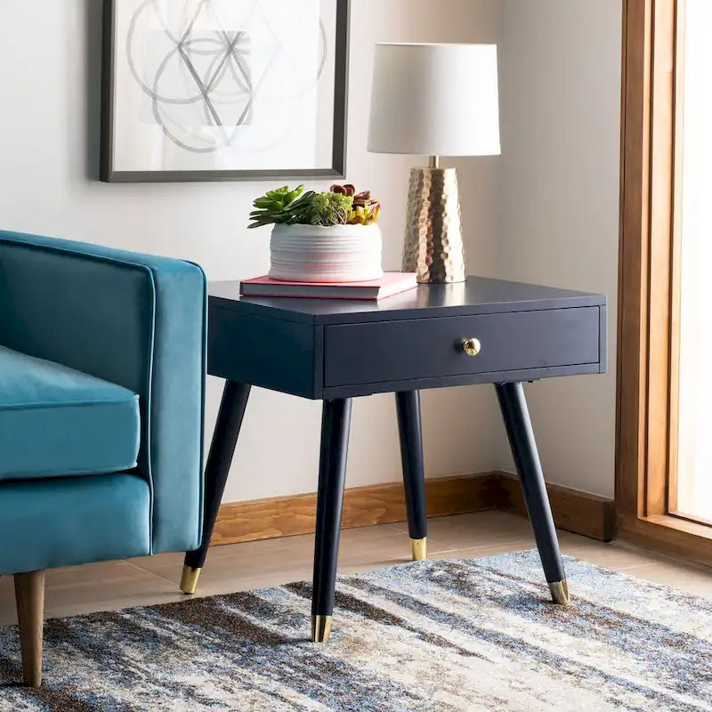 Mid-Century Gold Cap End Table - 24Wx24Dx22H