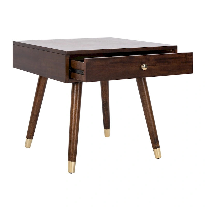 Mid-Century Gold Cap End Table - 24Wx24Dx22H