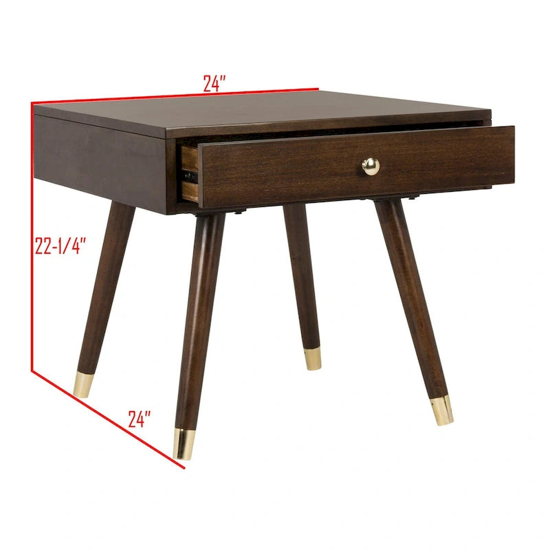 Mid-Century Gold Cap End Table - 24Wx24Dx22H